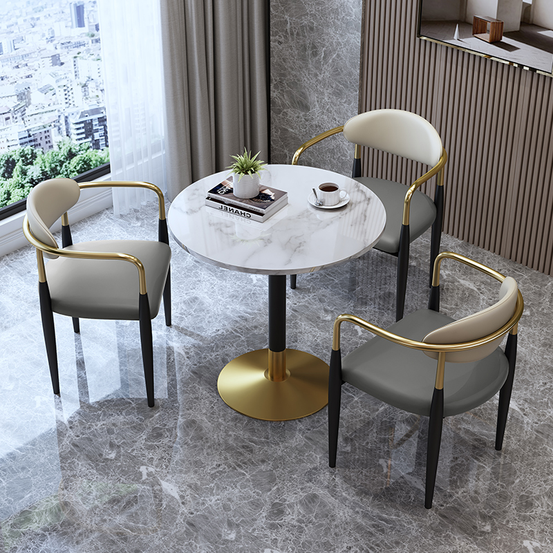 Light and luxurious wind in talks table and chairs Combined modern minimalist tennis Red Café Milk Tea Shop Reception Leisure Balcony Small Round Table