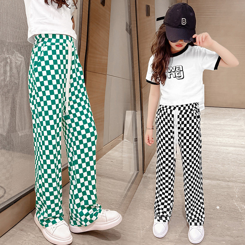 Girl's summer clothing suit 2022 new children Summer slim fit straight drum pants big child Han version Ocean Gas Casual Two Sets 