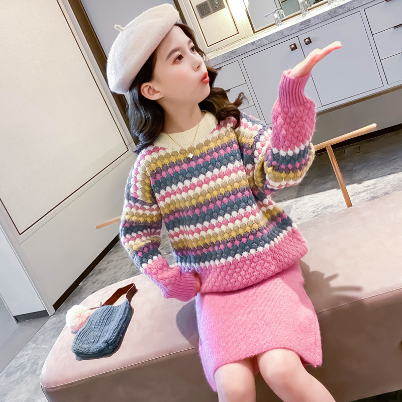 Girls Dress Spring 2023 New Red Red Children's Gas Dress in the Big Child Sweater Princess Spring