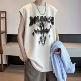 Летний жилет, футболка без рукавов, в американском стиле, свободный крой, короткий рукав