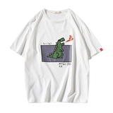 Летний мультяшный динозавр, трендовая футболка с коротким рукавом в стиле хип-хоп, большой размер