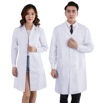 White coat long-sleeved doctors uniform female laboratory college student chemistry nurse short-sleeved custom logo printing overalls