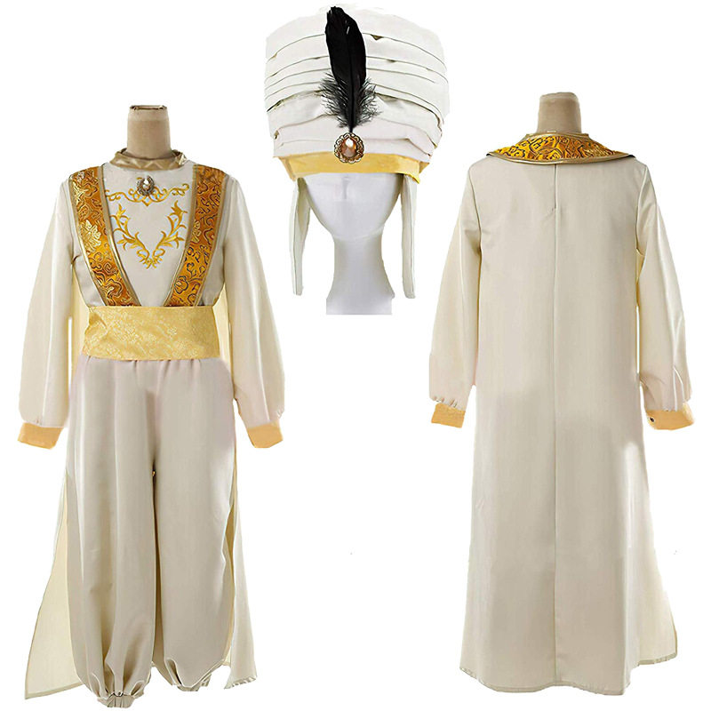 One thousand and one nights Aladdin Golden Light Live movie show costume for adult Aladdin Jaffal Cos suit