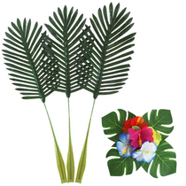 Bar plant decorative leaves Hawaiian-style palm leaves outdoor party hotel restaurant table set up flowers