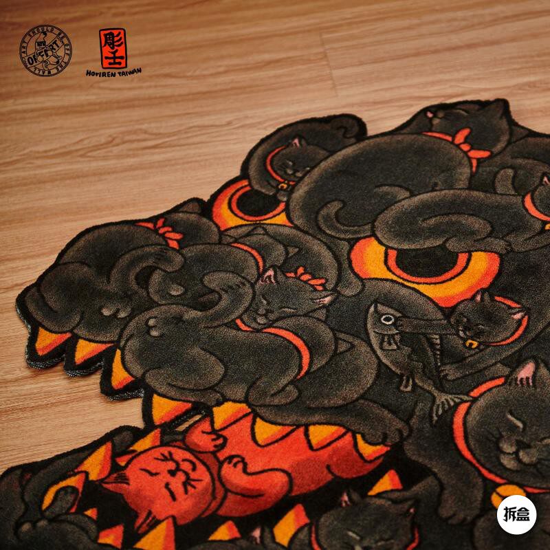 紅蓮百猫　カーペット　ラグ　雑貨　インテリア　ポップアート//OFF ART 现货OFFART阿壬百猫红莲哥斯拉家居日系潮流艺术地毯，拆盒揭秘