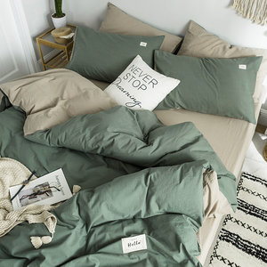 Ins Scandinavian Style Washed Pure Cotton Four-Piece Set 100% Cotton Simple Bed Sheet Fitted Sheet Duvet Cover Dormitory