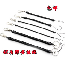High quality black spring lanyard anti-lost rope elderly mobile phone keychain anti-lost telescopic rope plastic elastic rope