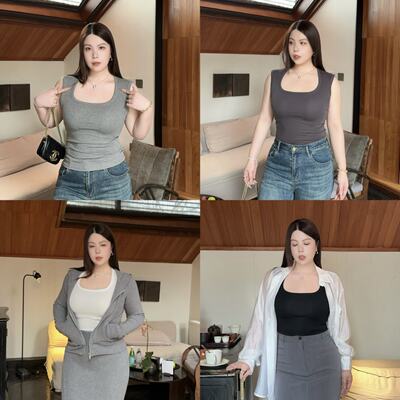 【 Wide shoulder strap square neck 】 I-shaped halter top for women to wear as an outer layer and as an inner layer for slimming basic vest. Large-sized sleeveless to cover the accessory breasts
