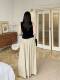 New Chinoiserie] Apricot Linen Pleated Retro Slimming Look High-End Lazy Style Skirt High Waist Covering Crotch Large Size Slimming Look