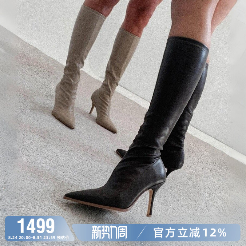 [Same Style as Liu Shishi] Tonybianco Spring and Autumn Women's Soft, Skin-Friendly, Sexy, Slimming, Wrap-Around Long Boots Knight