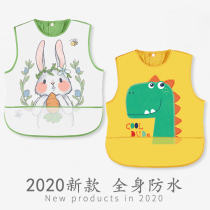 Childrens waterproof anti-dirty cover baby eating bib clothes boy vest style sleeveless small apron female treasure pocket