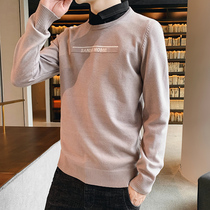 Autumn mens shirt collar sweater Korean fashion slim slim dress fake two piece knitwear students have collar base shirt