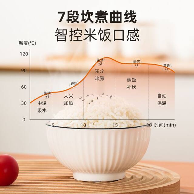 Oaks Rice Cooker Household Smart Mini Multi-Functional Non-Stick Pot Ceramic Glaze Fully Automatic 1.6 Liters 2 People 3L