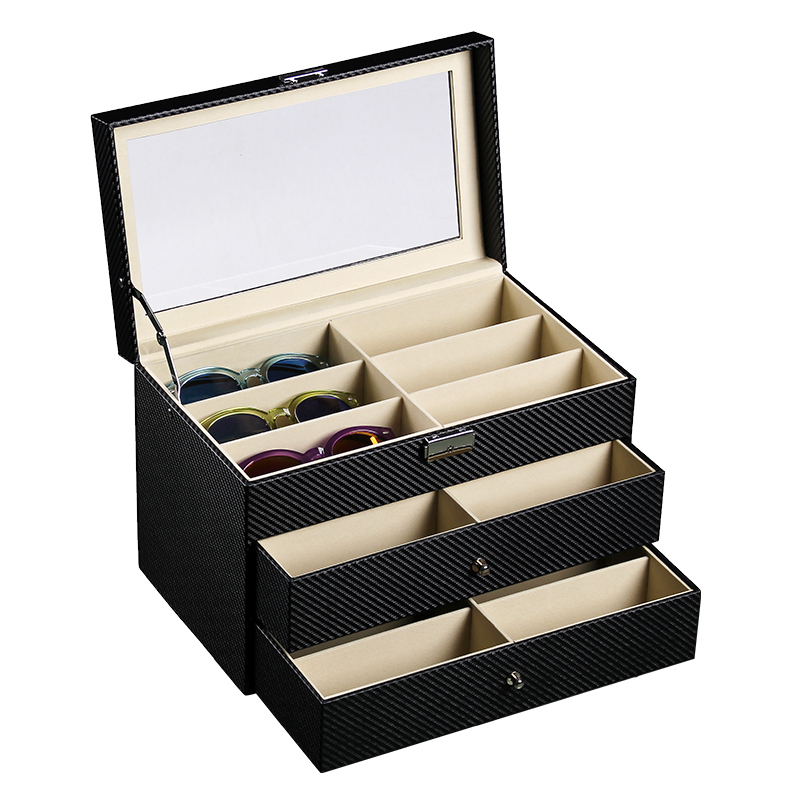 Mengran 18-Slot Eyeglass Storage Box Multi-Layer Drawer Sunglasses Collection Box Sunglasses Display Cabinet Jewelry Display Box
