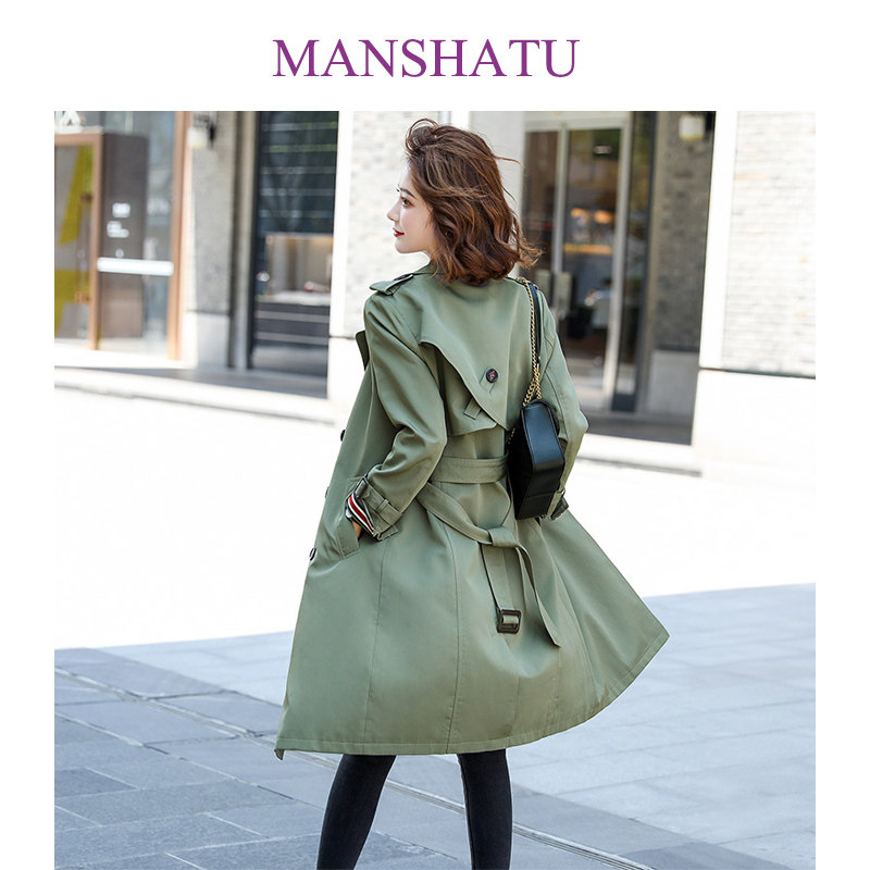 Military green windbreaker women in the long spring 2021 new high-end atmosphere of the British quality coat coat women