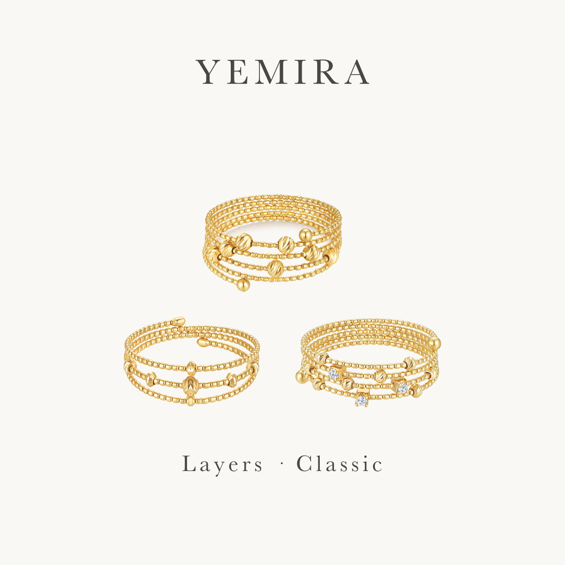 Yemira 18K Gold Multi-Layer Ring Layers Classic Series Wild Berry Plain Gold Elastic Craftsmanship Yemira 18K Gold Multi-Layer Ring Layers Classic Series Wild Berry Plain Gold Elastic Craftsmanship
