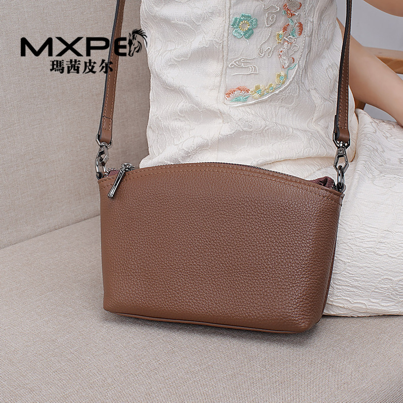 Maxi Pierre Spring/Summer 2026 New Genuine Leather Women's Bag Crossbody Korean Style Versatile Fashion Soft Cowhide Shoulder Shell Bag