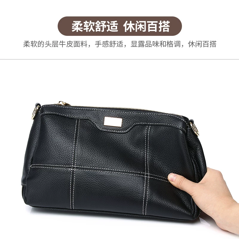 One-shoulder bag, genuine leather