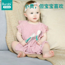 Belaby crooked head spoon baby Twisted Spoon newborn silicone food spoon elbow training fork spoon tableware can be bent