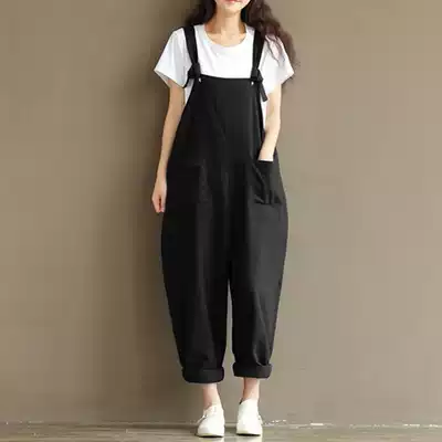 Pregnant women holding baby bag pants Pregnant women pants spring and summer 2021 net red wide-legged pants cotton and linen fashion suit tide mother wear outside