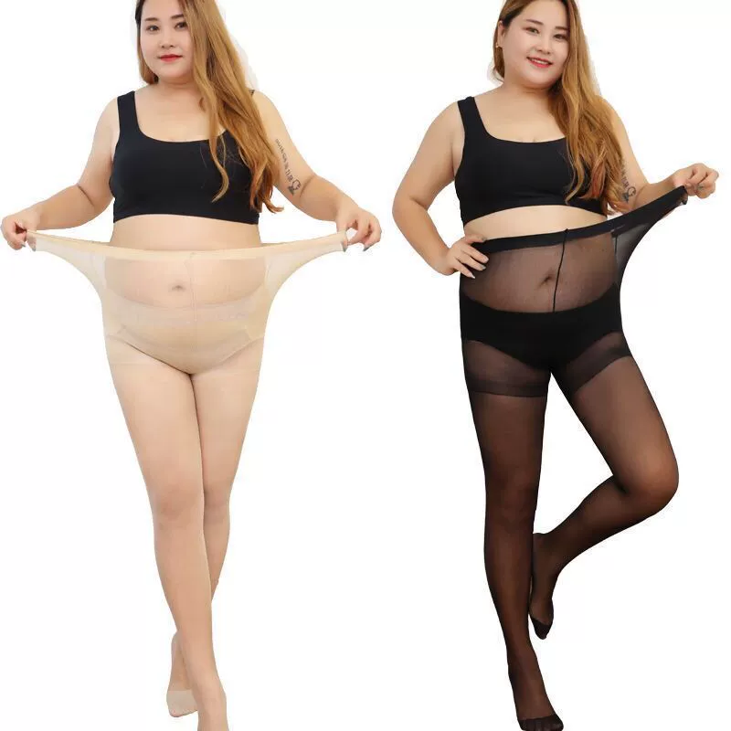 [4 gói] tất mỏng của phụ nữ chống móc lụa pantyhose màu đen màu da thịt tất cỡ lớn màu da tất chân màu sáng - Vớ