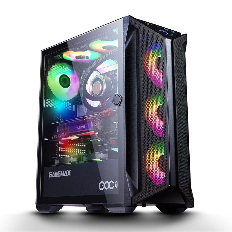 GAMEMAX ibuprofen C1 overclocking self-cooling game computer chassis side pull glass supports 360 water cooling row