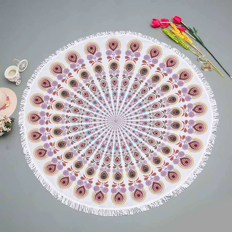 Quá khổ tròn Ấn Độ mandala bãi biển khăn choàng ngoài trời in microfiber yoga khăn khăn tấm thảm - Tapestry thảm treo tường decor