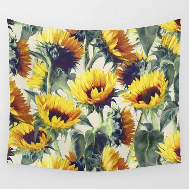 Cây hướng dương tươi Mediterranean ins tấm thảm treo nền vải bọc phòng ngủ xưởng tường - Tapestry tham trang tri