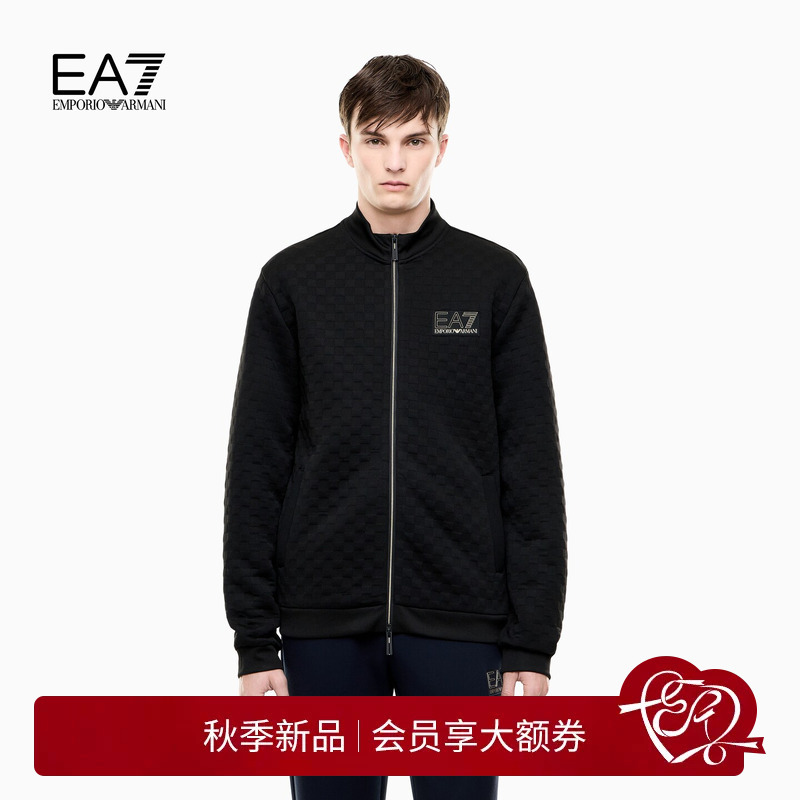 Emporio Armani/Armani Ea7/Autumn and Winter New Men's Stand-Up Collar Zipper Jacquard Sweatshirt Jacket