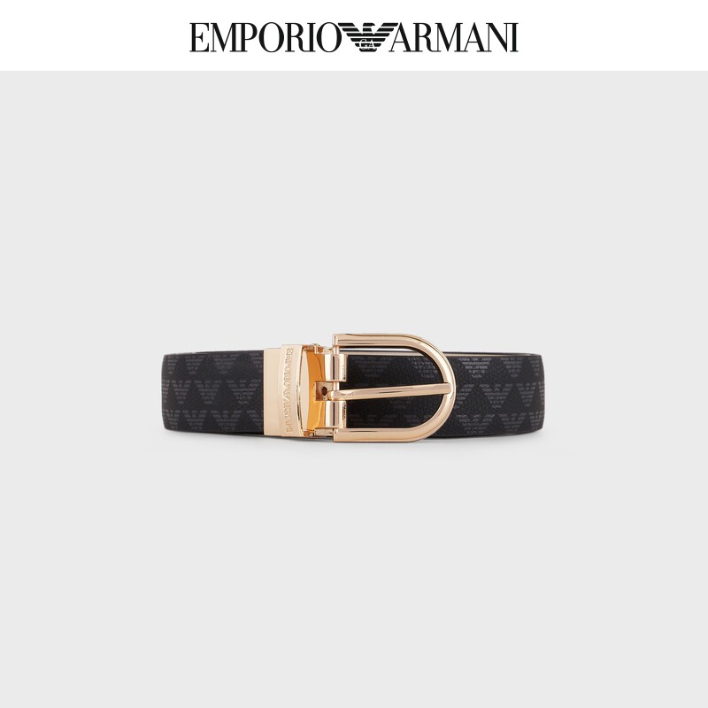 (Christmas gift) EMPORIO ARMANI Armani whole body letter pattern LOGO double-sided belt for women winter