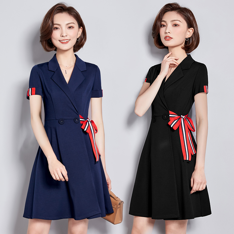 Fuying phụ nữ trang phục chuyên nghiệp mùa xuân và mùa hè salon mới bộ vẻ đẹp workclothes phụ nữ thời trang quầy lễ tân viên đầm đầm