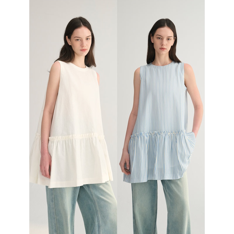 Maison Cecile Summer Linen Comfortable Versatile Workwear Wardrobe Sleeveless Tank Top Dress-Style Top Maison Cecile Summer Linen Comfortable Versatile Workwear Wardrobe Sleeveless Tank Top Dress-Style Top