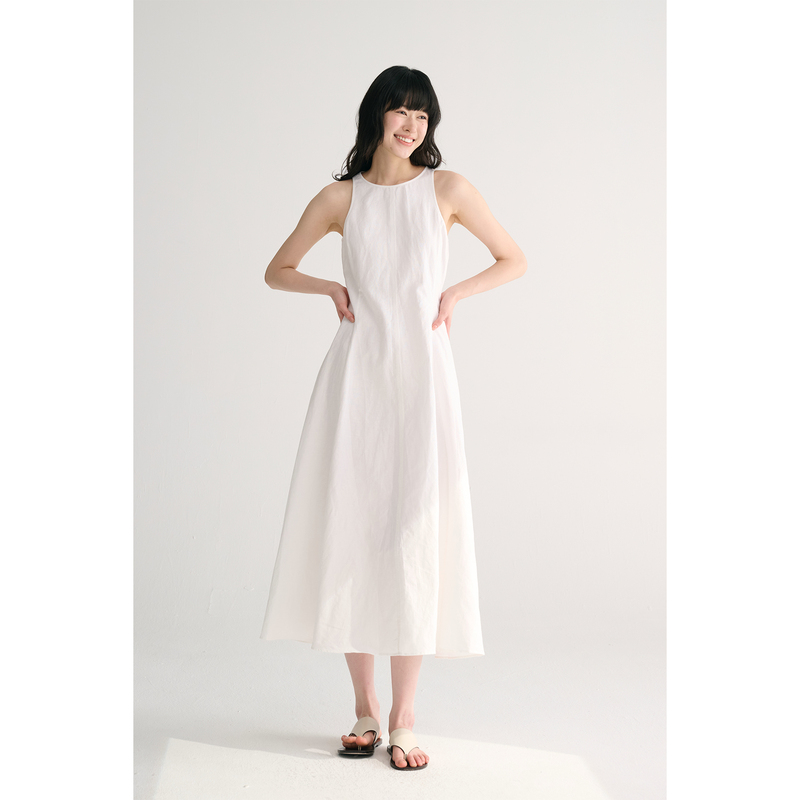 Maison Cecile Two-Color/French Minimalist Elegant Workwear One-Piece Sleeveless Cotton and Linen Dress Maison Cecile Two-Color/French Minimalist Elegant Workwear One-Piece Sleeveless Cotton and Linen Dress