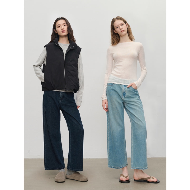 Mc Two Colors | Classic Straight-Leg Soft and Comfortable Versatile Relaxed Fit Cropped Jeans Maison Cecile Mc Two Colors | Classic Straight-Leg Soft and Comfortable Versatile Relaxed Fit Cropped Jeans Maison Cecile