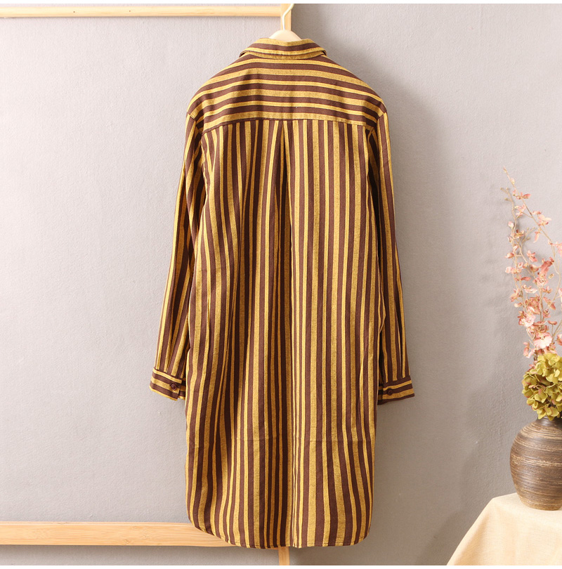 Áo sơ mi nữ 2018 mới mùa thu áo dài sọc nữ dài tay áo họa tiết hoang dã Fan Chunqiu áo khoác cardigan áo sơ mi nữ đẹp