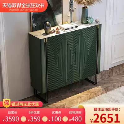 Italian minimalist shoe cabinet modern minimalist villa corridor aisle rock board entrance storage cabinet Nordic light luxury storage cabinet