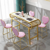 Nail art table and chair set special price economical net red Nordic style nail art table single double simple imitation marble