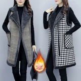 Демисезонный жилет, шерстяное длинное шерстяное пальто без рукавов, большой размер, средней длины