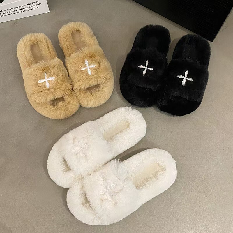Furry Slippers for Women 2026 New Korean Style Outdoor Wear Autumn and Winter Thick-Soled Plush Home Indoor Cotton Slippers Furry Slippers for Women 2026 New Korean Style Outdoor Wear Autumn and Winter Thick-Soled Plush Home Indoor Cotton Slippers