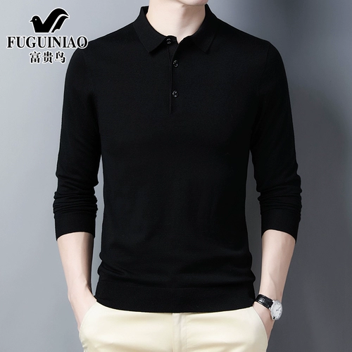 Демисезонная футболка, лонгслив для отдыха, мужской шерстяной приятный телу свитер, для мужчины среднего возраста