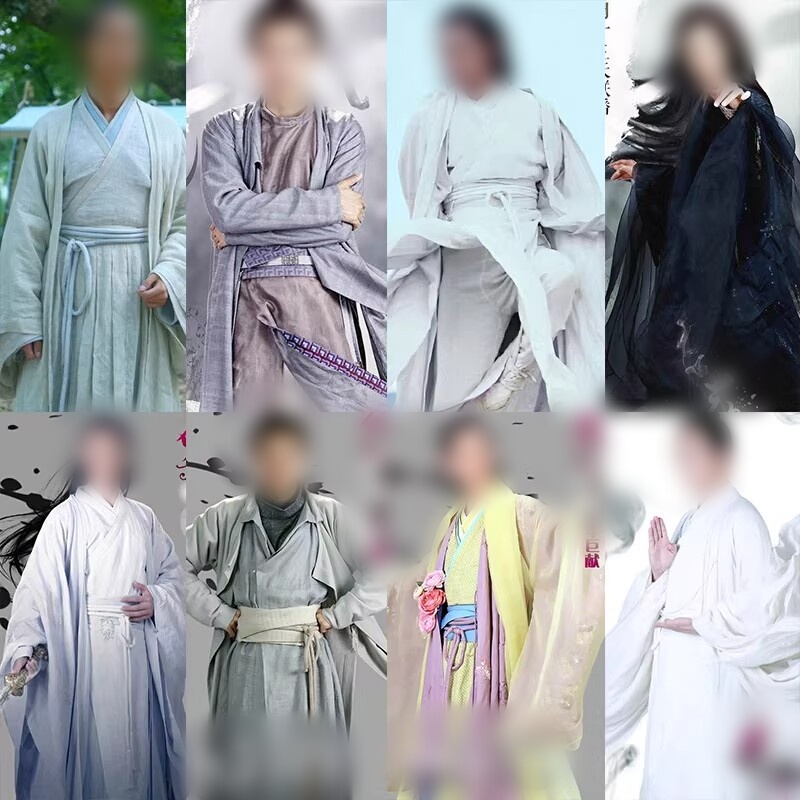 Ancient Costume Style from the Tv Series, Hanfu for Men, Scholar Outfit, Official Court Attire, Tang and Song Dynasty Round-Necked Martial Arts Performance Costume