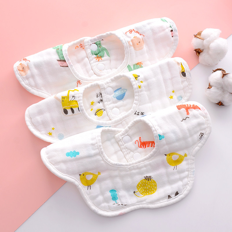 Baby saliva towel newborn male and female baby anti-spit milk gauze bib 360-degree rotating bib petals