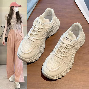 Dad's shoes women's shoes 2024 new summer spring and autumn mesh shoes breathable mesh popular thick-soled white shoes sneakers