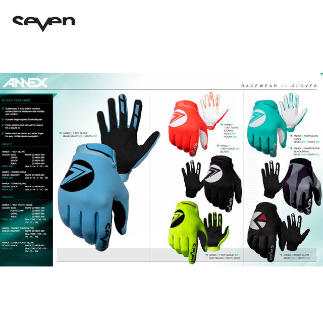 American Seven Kidsren's Off-Road Motorcycle Cycling Gloves Annex Youth Small Size Protective Gloves Anti-Fall Women