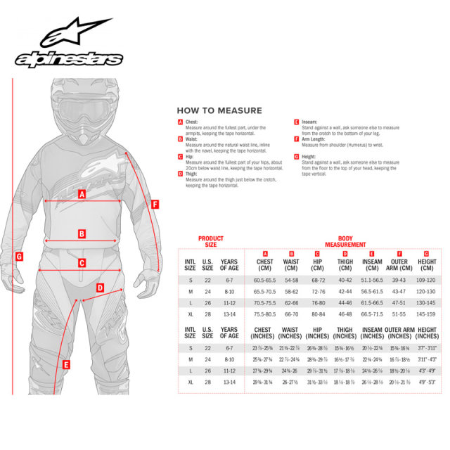 2024 Alpinestars Children's Off-Road Protective Gear Motorcycle Anti-Fall Clothing Balance Bike Protective Gear