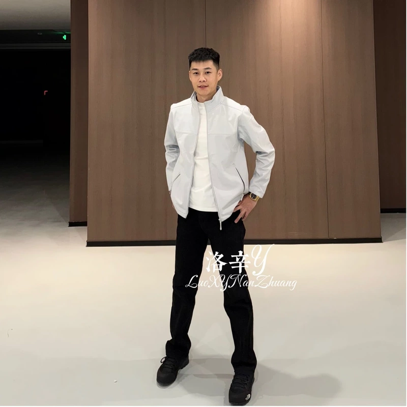 [Luo Xin Yi] 2026 Men's Spring and Autumn New Soft Shell Outdoor Stand Collar Jacket Double-Sided Fleece Anti-Oil Stain