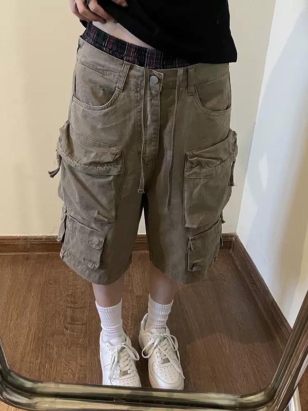 Mmbbt【A Special Vintage-Like Shorts】Washed and Distressed Retro Work Shorts