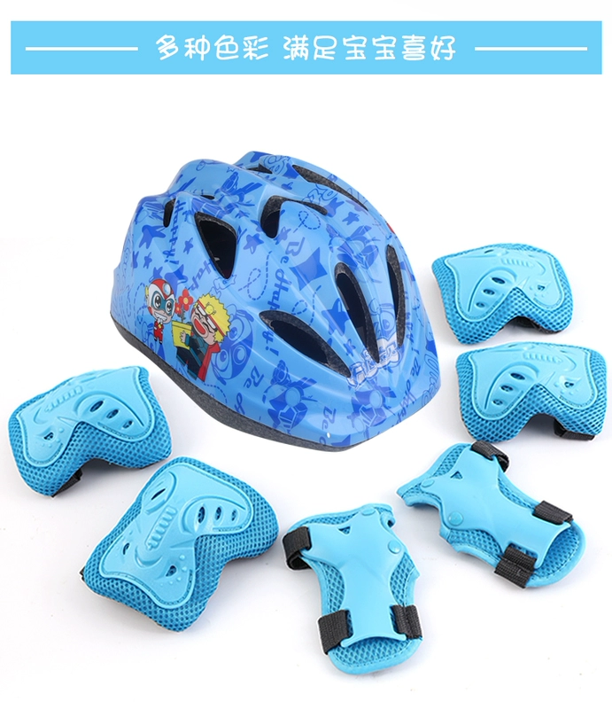 Trượt băng dày thiết bị bảo vệ trẻ em mũ bảo hiểm đầy đủ bộ xe đạp trượt ván trượt patin cân bằng xe thể thao đầu gối - Trượt băng / Trượt / Thể thao mạo hiểm