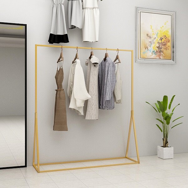 Clothing store display stand floor-standing golden clothes shelf simple shop decoration women's clothing store shelf hanger