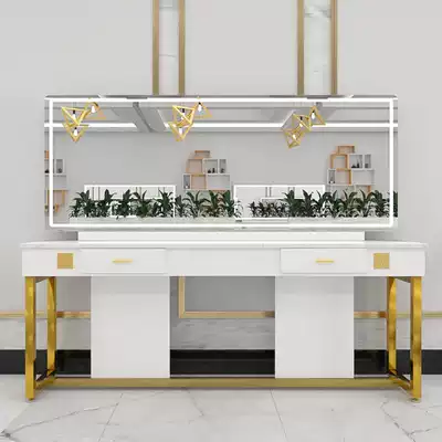 Lili shop stainless steel mirror table cabinet integrated salon single mirror fashion simple beauty ironing makeup mirror